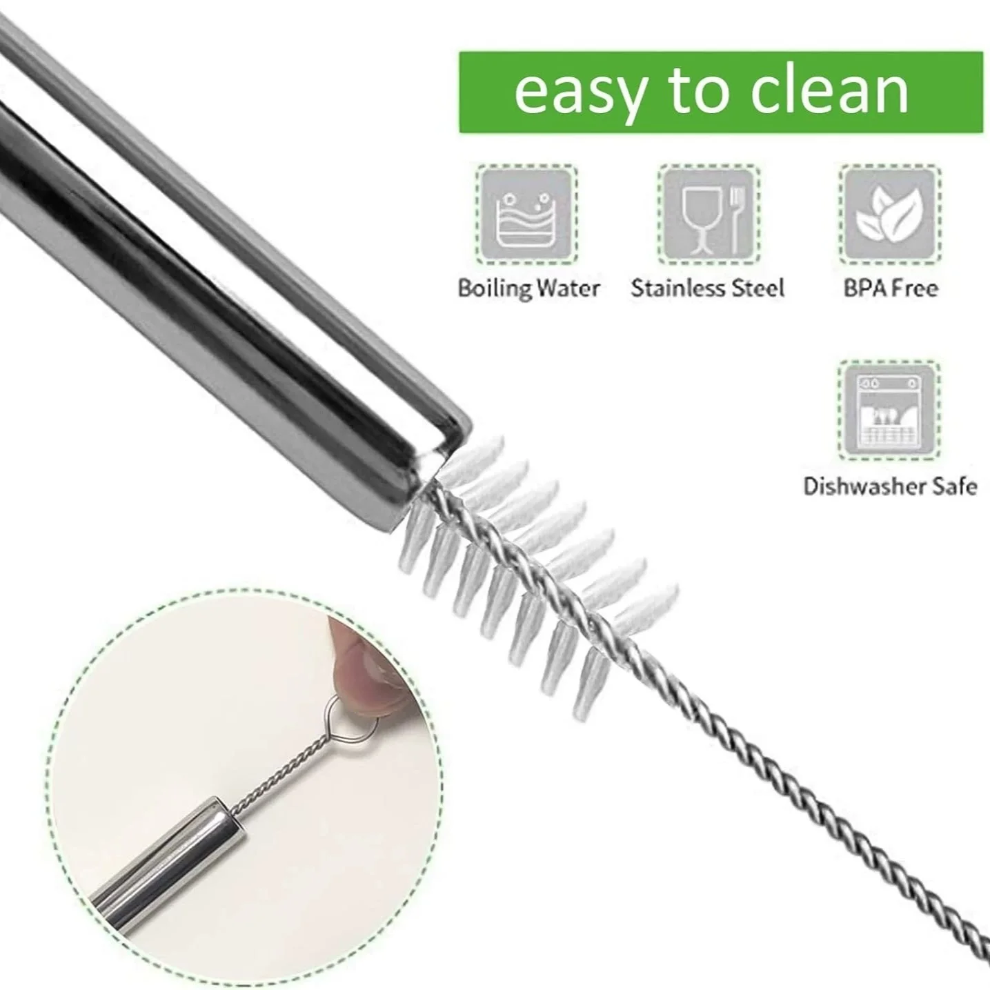 100Pcs Stainless Steel Straw D - огляд і ціна Reusable Straw